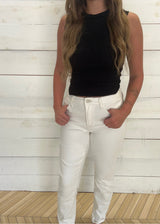 Cream High-Rise Boyfriend Jeans