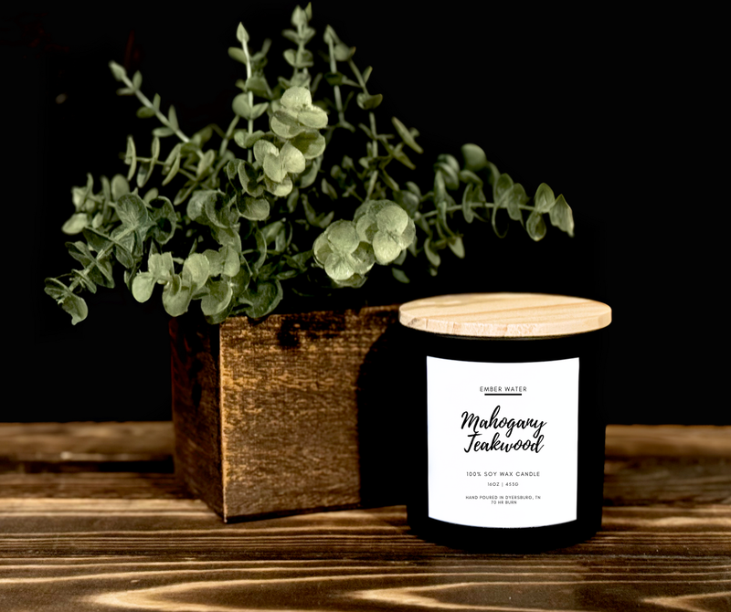 Mahogany Teakwood 16 oz 100% Soy Candle 
