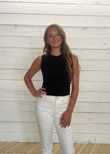 Cream High-Rise Boyfriend Jeans
