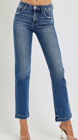 Tummy Control Mid Rise Straight Jeans