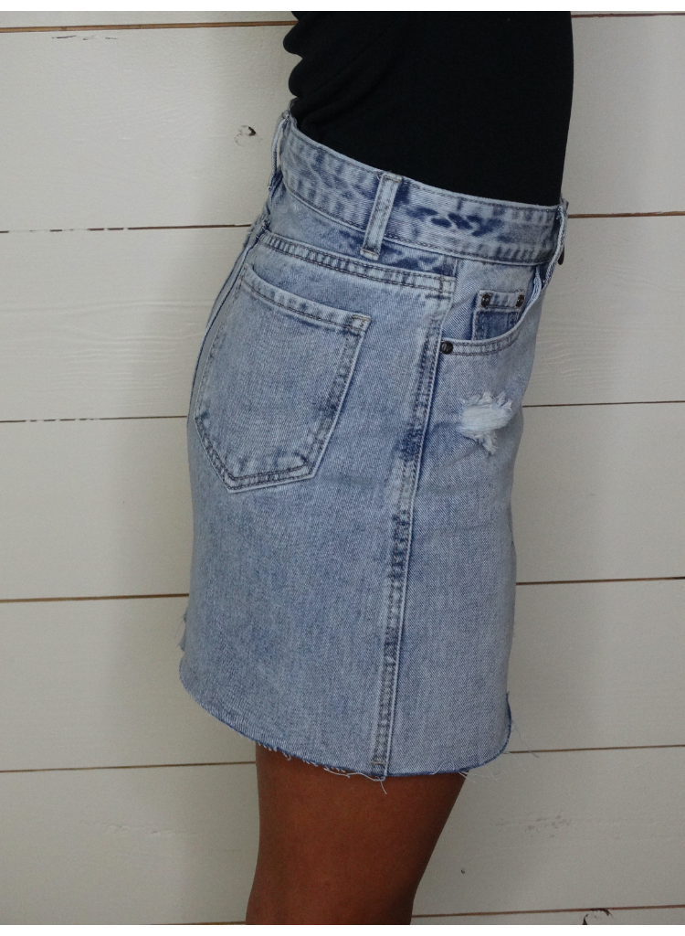 Denim Zip Up Mini Skirt