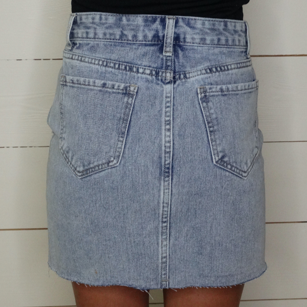 Denim Zip Up Mini Skirt