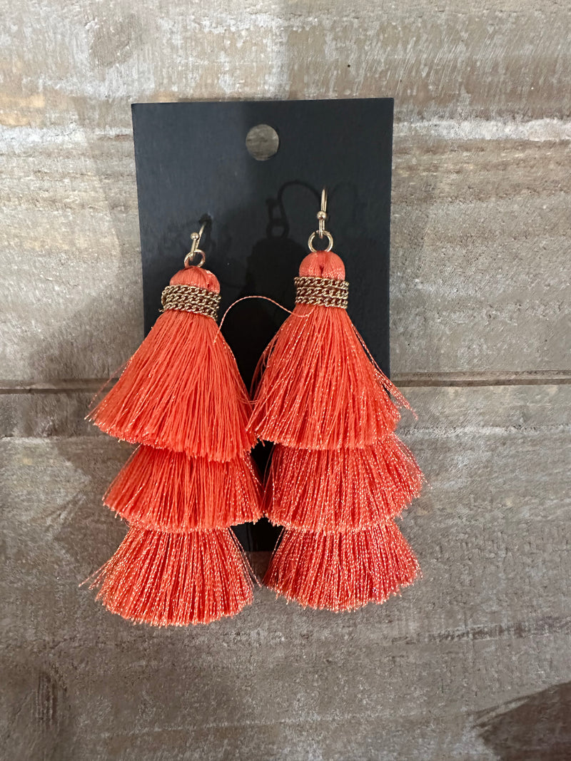 Triple tier tassel earrings