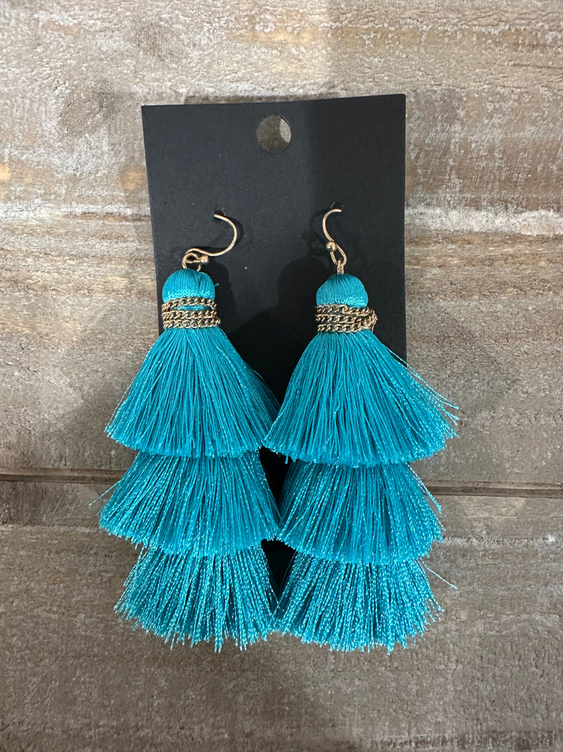 Triple tier tassel earrings