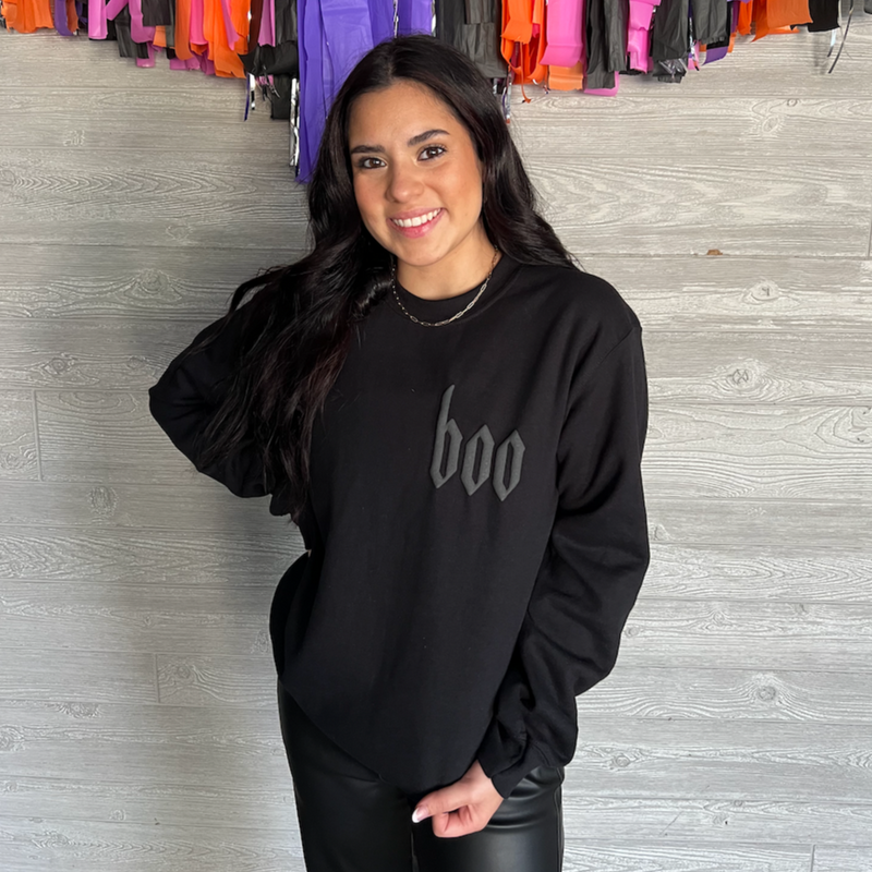 Boo (Puff Ink) Black Sweatshirt