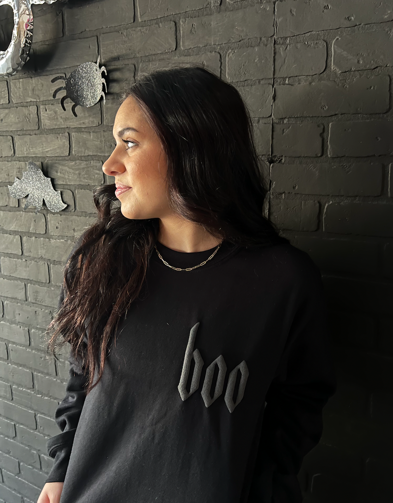 Boo (Puff Ink) Black Sweatshirt